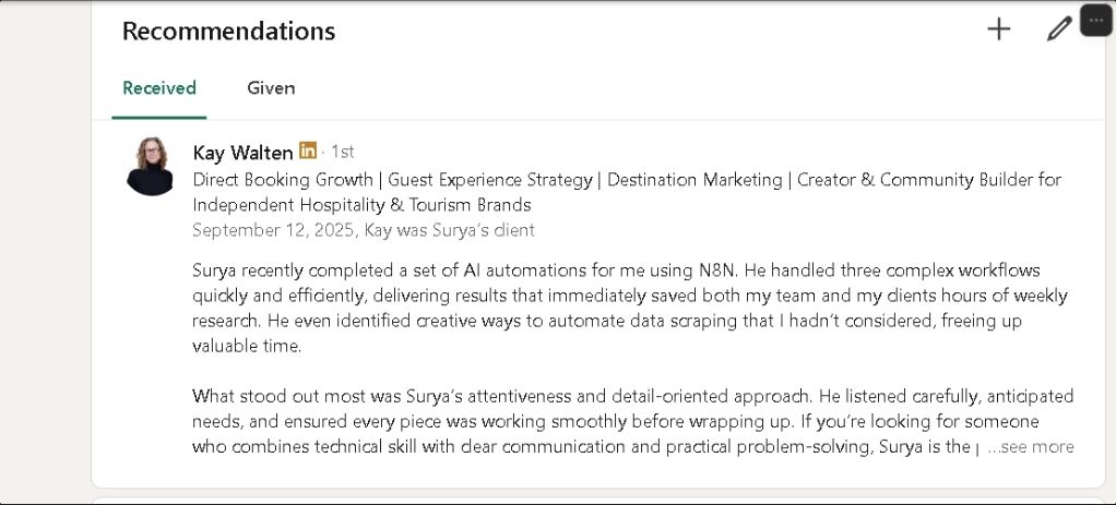 Original client testimonial from Kay Walten